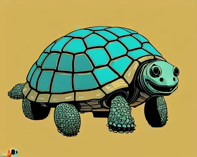 Image similar to a study of cell shaded cartoon of an adorable mechanized turtle with tank treads, illustration, wide shot, subtle colors, post grunge, concept art by josan gonzales and wlop, by james jean, Victo ngai, David Rubín, Mike Mignola, Laurie Greasley, highly detailed, sharp focus, alien, Trending on Artstation, HQ, deviantart, art by artgem