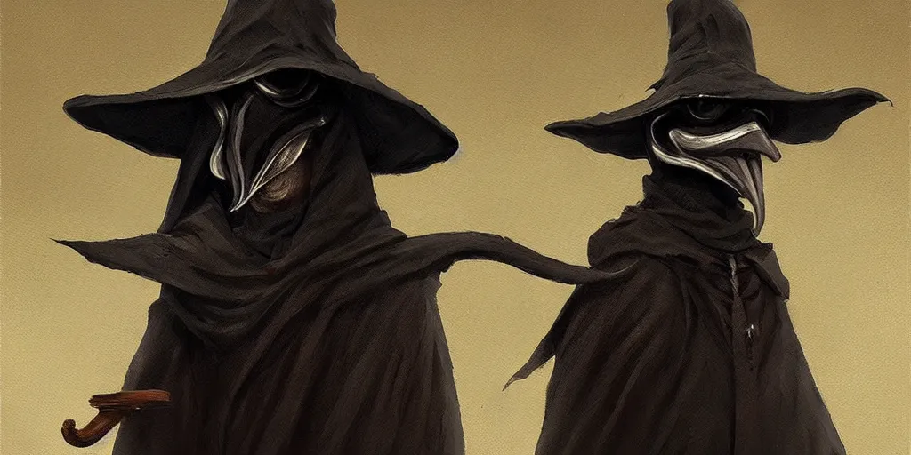 Image similar to a painting of a cute plague doctor trending on artstation in the style of greg rutkowski