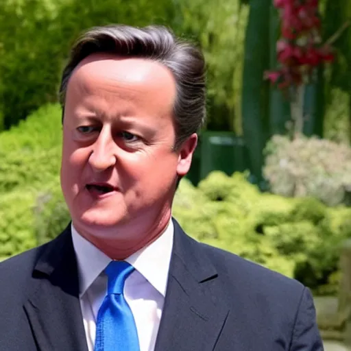 Prompt: A still of Prime Minister David Cameron in the movie Garden of Words, Koto no ha no niwa, Matoko Shinkai, beautiful, anime, colorful, intricate detail