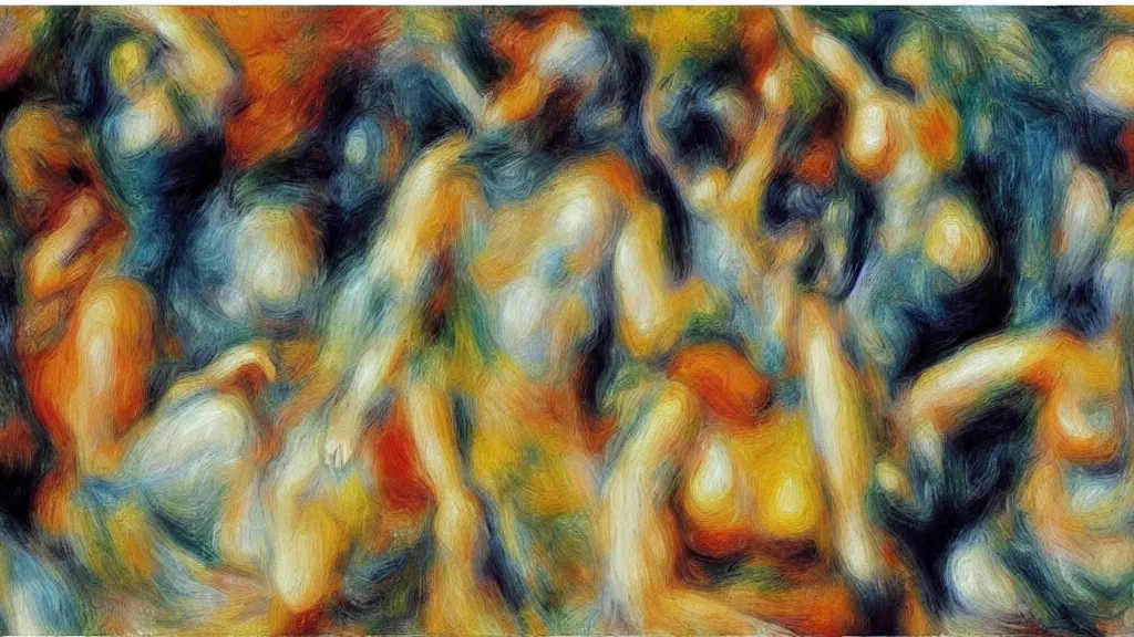 Image similar to abstract art painting figures lines forms geometry in style of pierre - auguste renoir,, fine details,