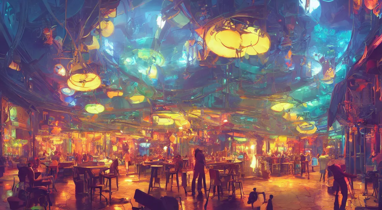 Image similar to bazaar zouk oriantal multicolorful sky shine place mosquet painting stylized digital video game icon global illumination ray tracing 8 k hd resolution, by ilya kuvshinov and cushart krentz and gilleard james