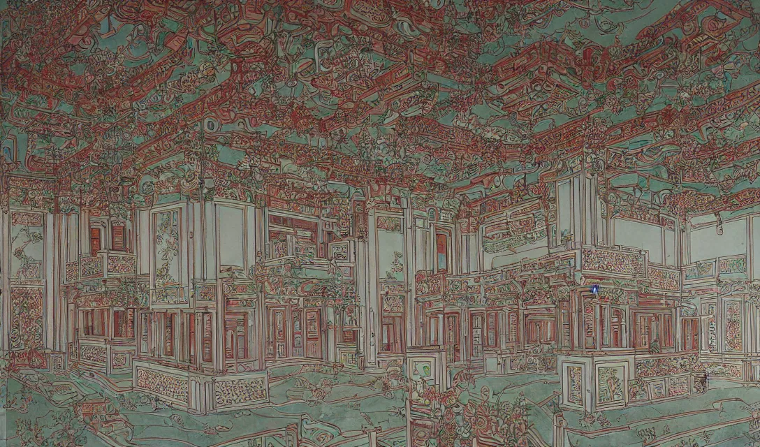 Prompt: symmetry!!! gorgeous chinese palace group, by stuio ghibli