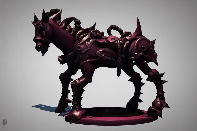 Image similar to 3d sculpt of an evil ironwork carousel horse, artstaton, League of Legends, overwatch, digital illustration