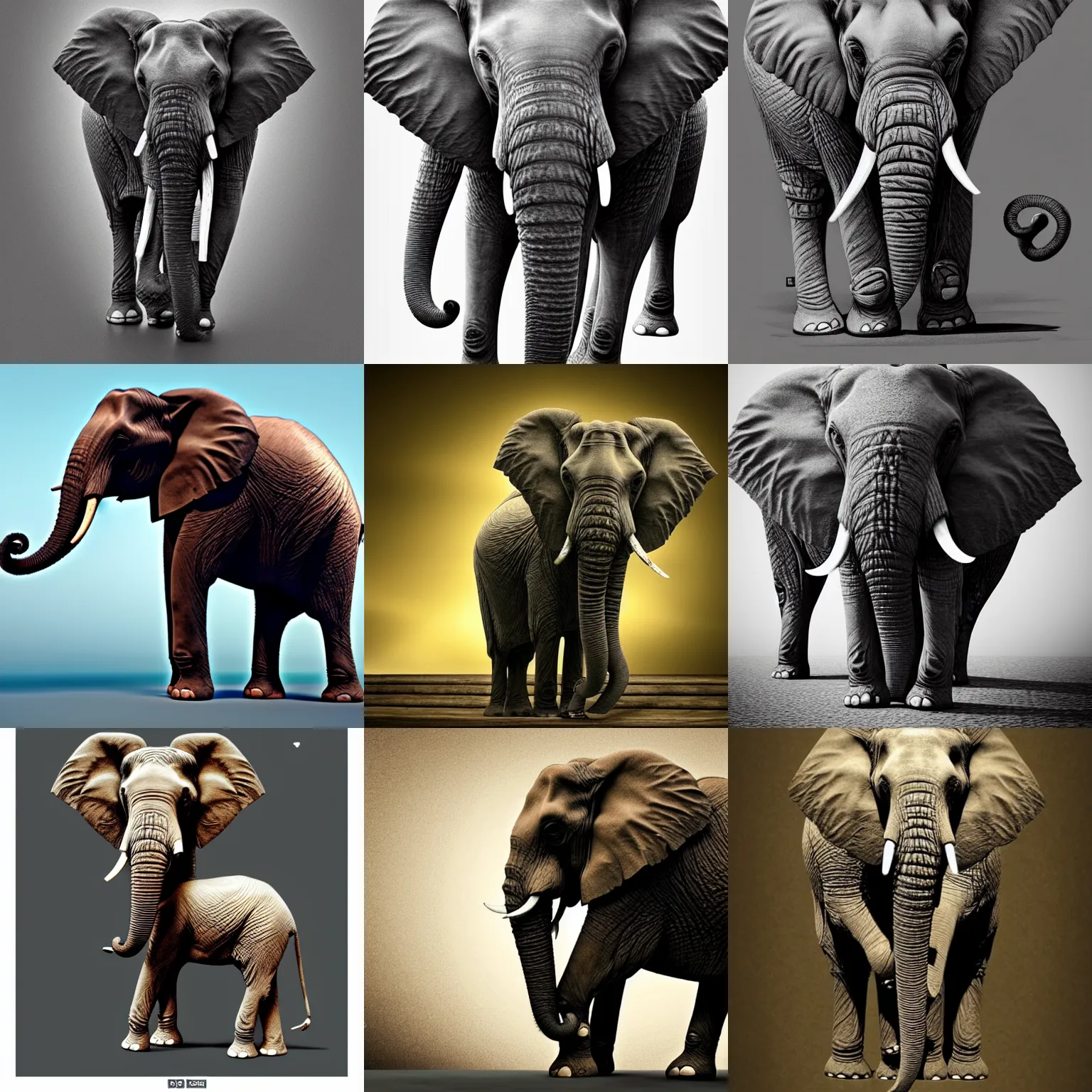 Prompt: an elephant doing yoga poses, elegant, highly detailed, digital art, artstation, matte