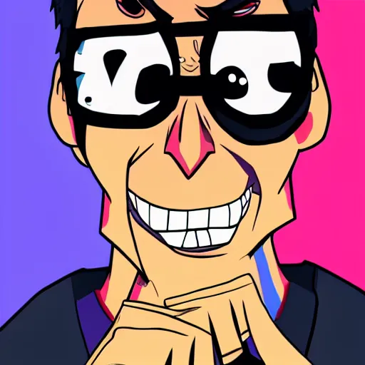 Prompt: Jerma as a gorillaz character, digital art, trending on artstation, in the style of Jamie Hewlett