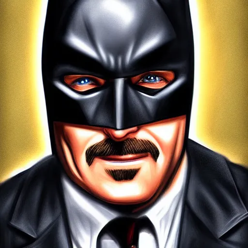 Prompt: Dr. Phil as Batman, digital painting, highly detailed
