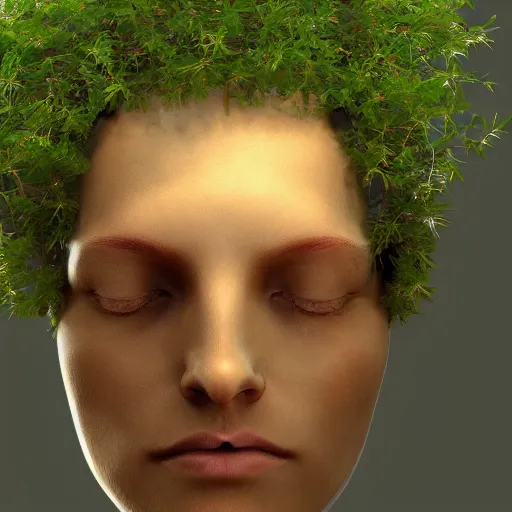 Image similar to human heads growing from plants, 4k, artstation