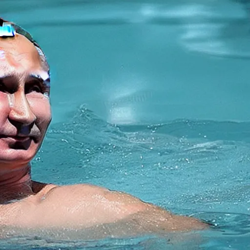 Image similar to putin bathes in a pool with bears