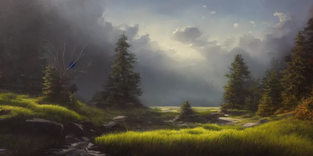 Prompt: a landscape, happiness, cinematic lighting, detailed oil painting, hyperrealistic, 8k