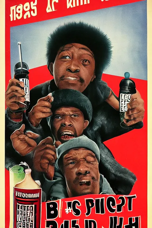 Image similar to poster the movie 1 9 8 8 ussr don't be a menace to south central while drinking your juice in the hood, perfect symmetrical eye, gray fur hat soviet soviet russian winter fur cap with earflaps ushanka, bottle of vodka, bears, kremlin babushka communist criminal