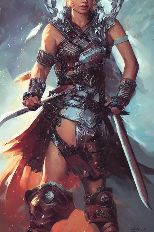 Image similar to a portrait of a strong female warrior by Ross Tran and jeff easley