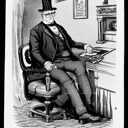 Image similar to Victorian Era president Hank Hill drinking a Pabst Blue Ribbon