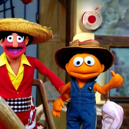 Image similar to luffy in the Muppet show, strawhat