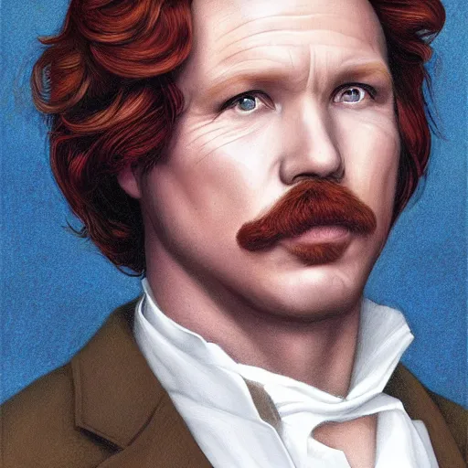 Image similar to Pre-Raphaelite portrait of American Actor Ron-Burgundy Artgerm