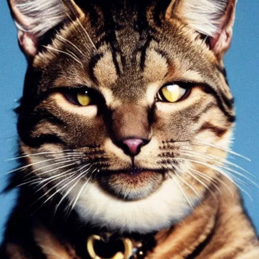 Prompt: 📷 john partridge playing rum tum tugger, spike collar, fluffy neck, cats the musical 🎶, 1 9 9 8 version, professional cat - like makeup