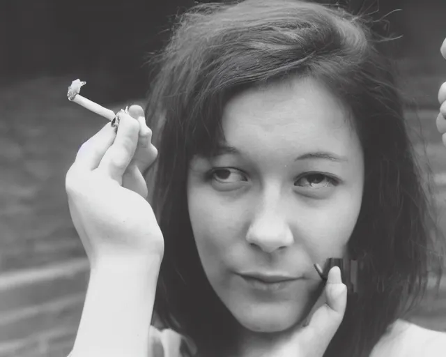 Image similar to a lomographic photo of woman hand with cigarette