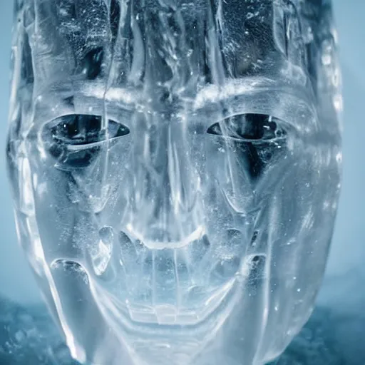 Image similar to see through clear sheet of ice sheet of ice in front of face face face behind ice face behind ice