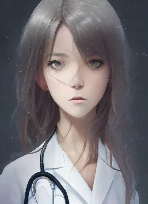 Prompt: detailed, sharp, full body portrait of a sad and gloomy crying female physician wearing a white coat by Ilya Kuvshinov and Anna Dittmann and studio ghibli and WLOP and Rossdraws, digital art, trending on artstation, anime arts, featured on Pixiv, HD, 8K, highly detailed, good lighting, beautiful, epic, masterpiece