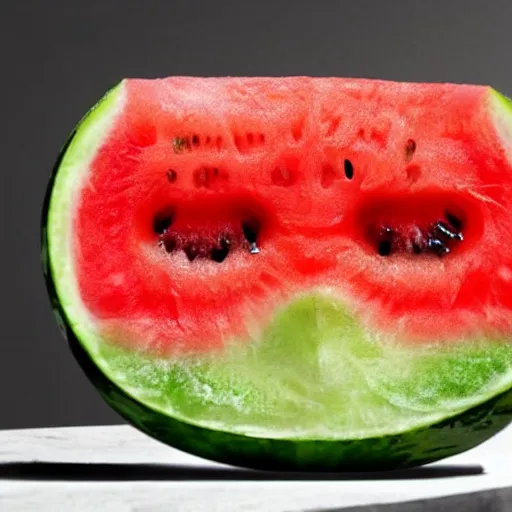 Image similar to a slice of water melon with the face of mel gibson