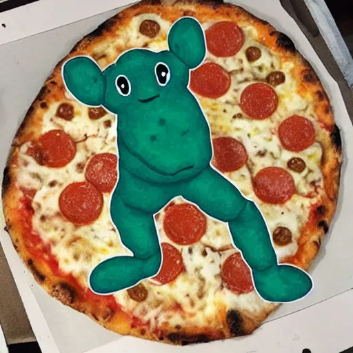 Prompt: tardigrade made of pizza