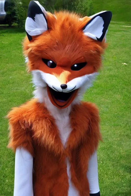 Image similar to an anthropomorphic fox, fursuit!!!!, cosplay