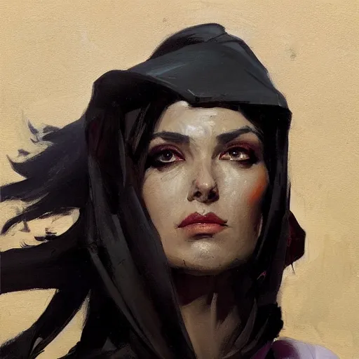 Image similar to greg manchess portrait painting of death looking at a smart phoneoverwatch character, medium shot, asymmetrical, profile picture, organic painting, sunny day, matte painting, bold shapes, hard edges, street art, trending on artstation, by huang guangjian and gil elvgren and sachin teng