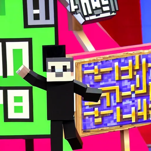 Prompt: minecraft enderman on the price is right