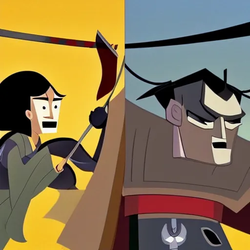 Image similar to samurai jack, the matrix, genndy tartakovsky, bruce timm