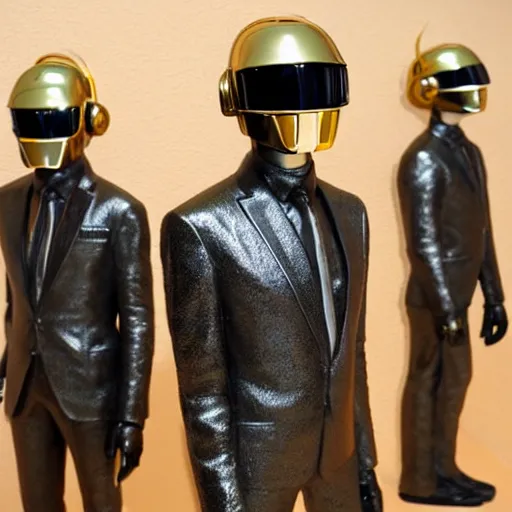 Prompt: Daft Punk statue, bronze