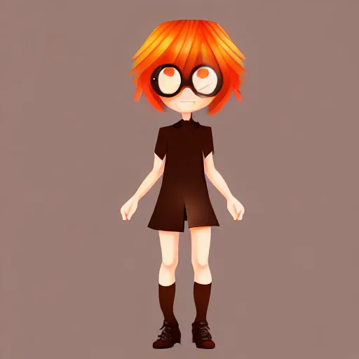 Prompt: 2 d flat animation character design girl kid, handrawn dynamic pose, french bob hair, short hair, brown eyes, realistic, 4 k!!!, art station