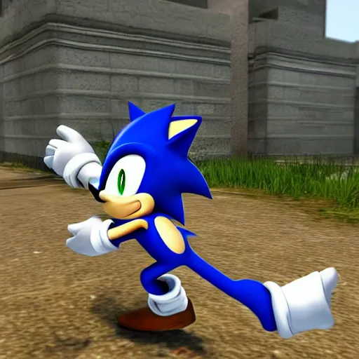 Prompt: screenshot of sonic in counter-strike, 4k