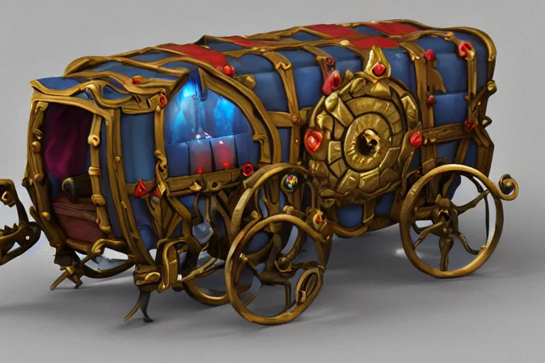 Image similar to 3d sculpt of a gypsy circus wagon, artstaton, League of Legends, digital illustration