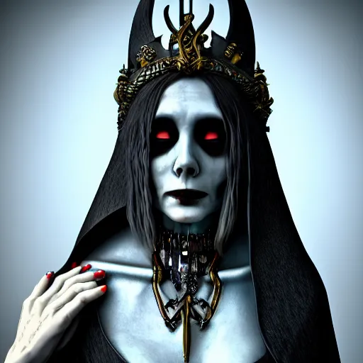 Prompt: cinestill 5 0 d candid photographic portrait, goddess of death, by anne stokes, photorealism, 8 k, rendered in blender, cgi, hyperdetailed