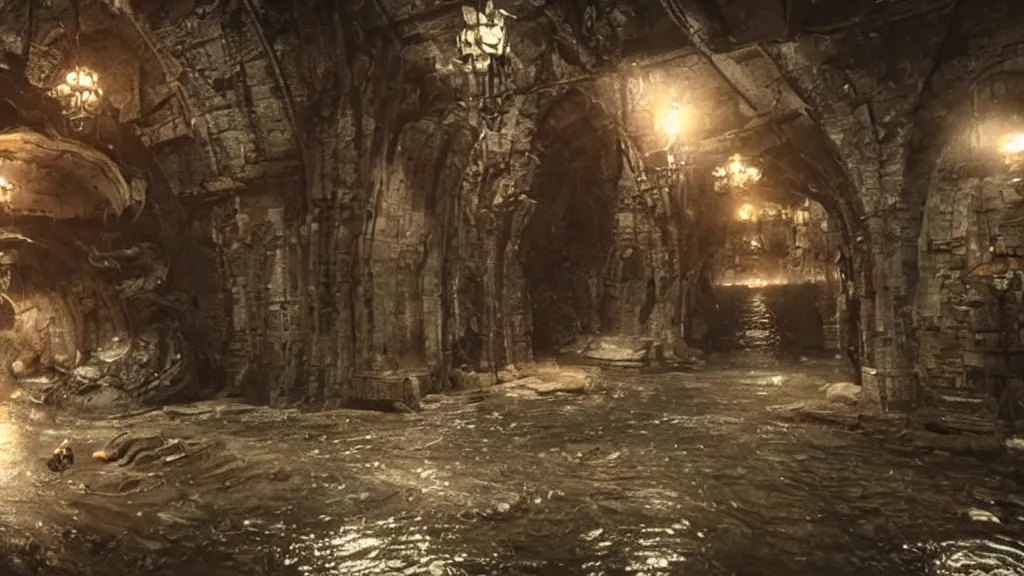 Prompt: the sewer of undercity, film still, epic shot cinematography