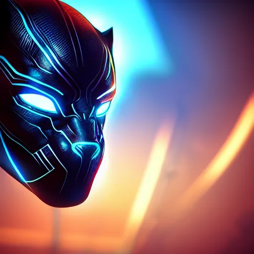 Image similar to Cyberpunk Black Panther, close up shot, neon, cyborg, futuristic, photorealistic, 8K,