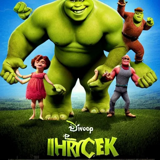 Image similar to Shrek VS the incredible hulk movie poster