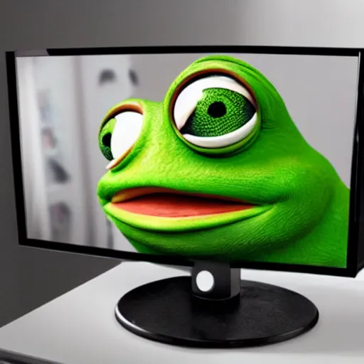 Image similar to pepe the frog watching tv