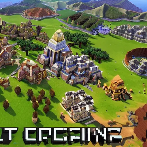 Image similar to civilization 6 video game, Minecraft, map