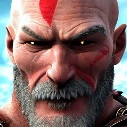 Prompt: Patrick Stewart as old kratos in god of war