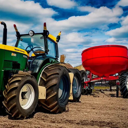 Image similar to a tractor pulling away a tank