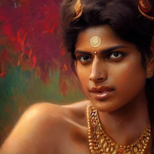 Image similar to a fit indian woman. highly detailed painting by gaston bussiere, craig mullins, j. c. leyendecker 8 k