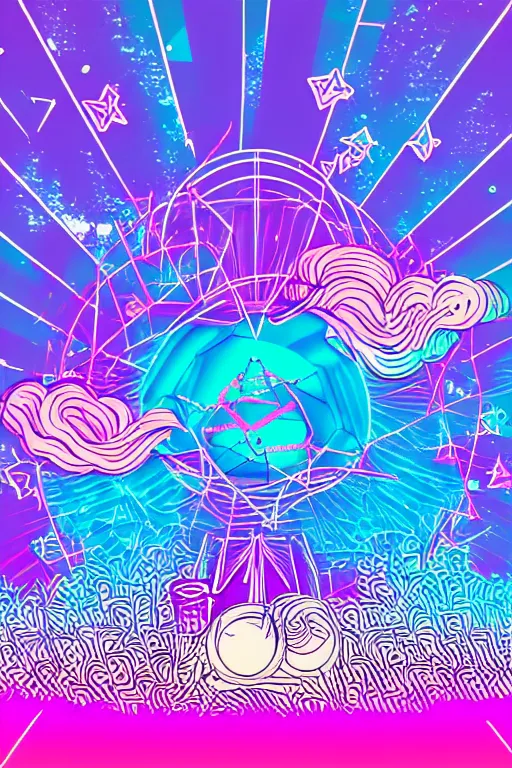 Image similar to retro vaporwave pastelpunk abstract gradient synth wave cloud ripple wireframe visualizer, sailormoon manga illustration