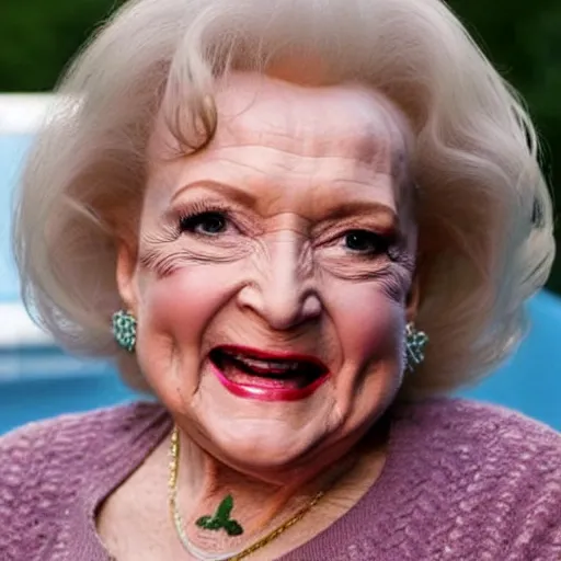 Prompt: betty white with awful face tattoos