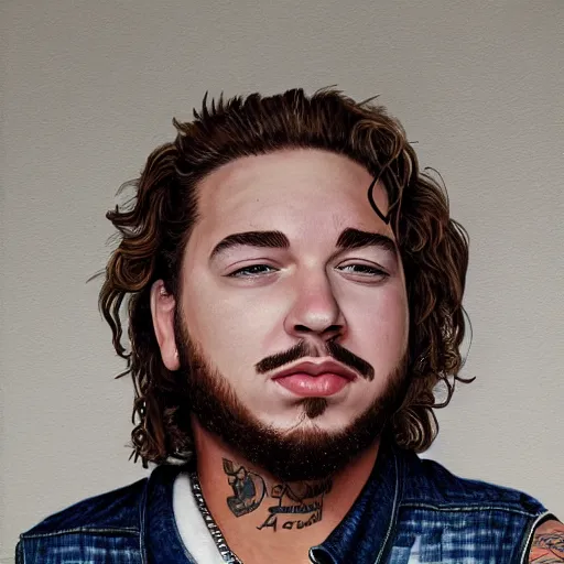 Image similar to post malone, detailed, clean, realistic