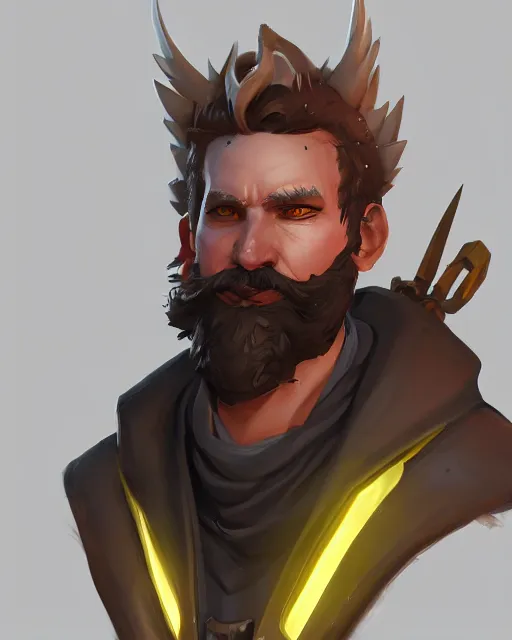 Image similar to overwatch concept art character portrait of a new character who is a post - apocalyptic bearded raider with warpaint, trending on artstation, cgsociety,