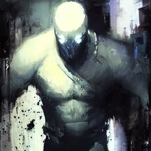 Image similar to moonknight painted by jeremy mann