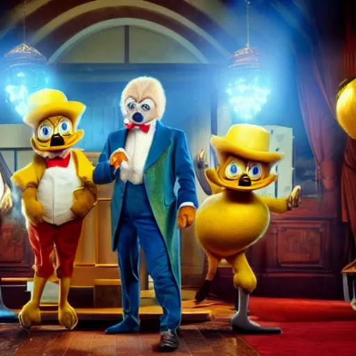 Prompt: hyperrealistic cgi Scrooge McDuck from Ducktales live-action movie still 8k hdr amazing lighting