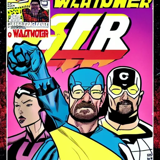 Image similar to walter white as a superhero marvel comics cover