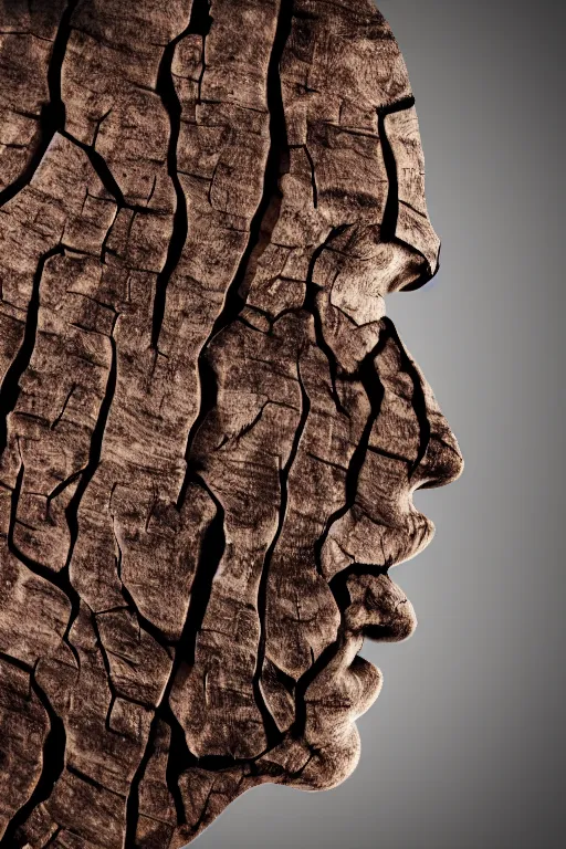 Image similar to 📷 markiplier's tree bark skin, made of tree bark, head portrait, dynamic lighting, 4 k