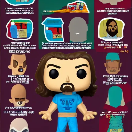 Image similar to jesus funko pop, infographic, toy blueprint